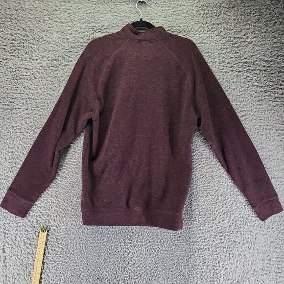 Old Navy Sweater Men Size L Burgundy Red Sweater Fleece Quarter Zip Pullover - Picture 8 of 9